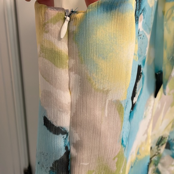 BCX Abstract Watercolor Ruffle Halter Top Tie-Neck on Back in Small - Picture 6 of 9